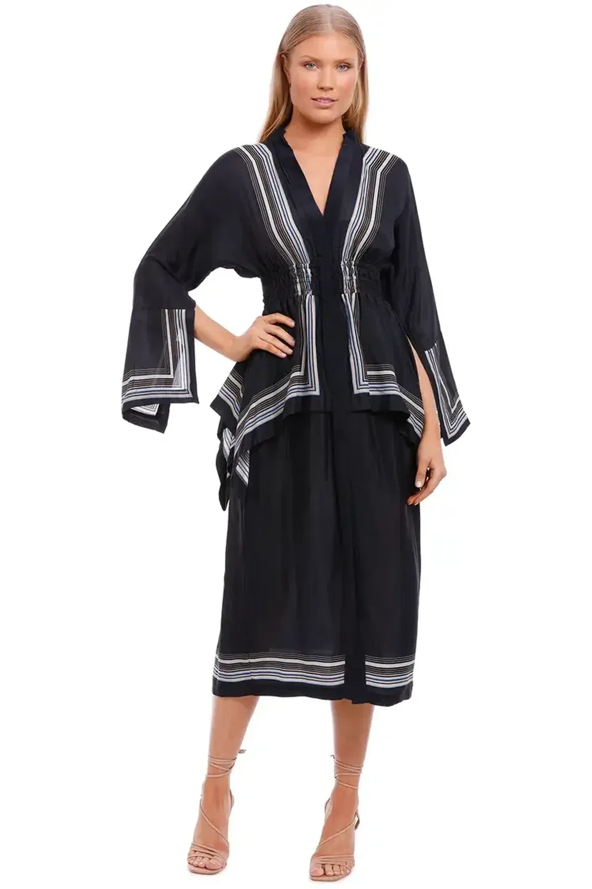 KITX Lady Boss Scarf Shirt Dress in Black Size 8 - Image 1