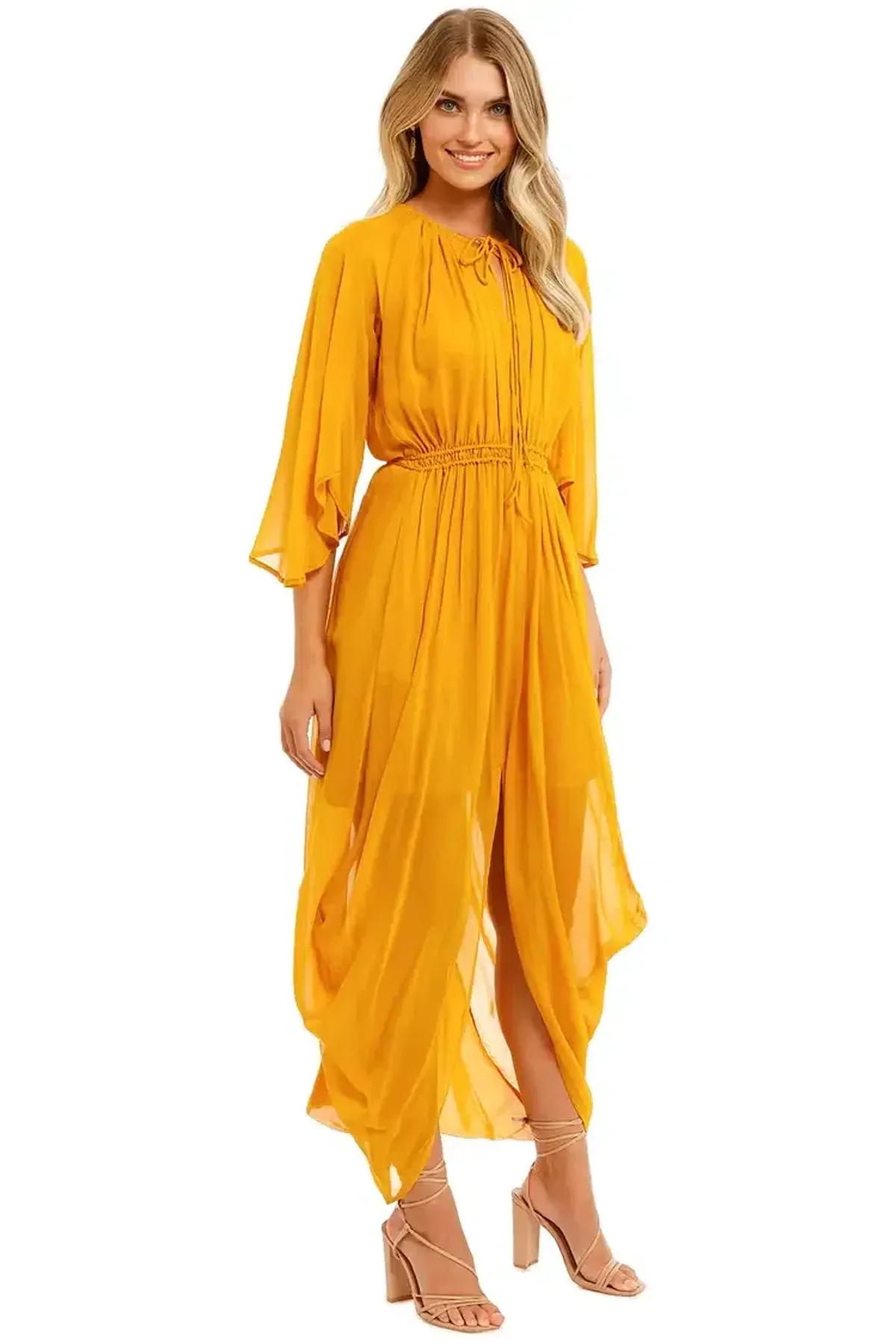 KITX Shell Drape Dress in Marigold Size 8 - Image 1