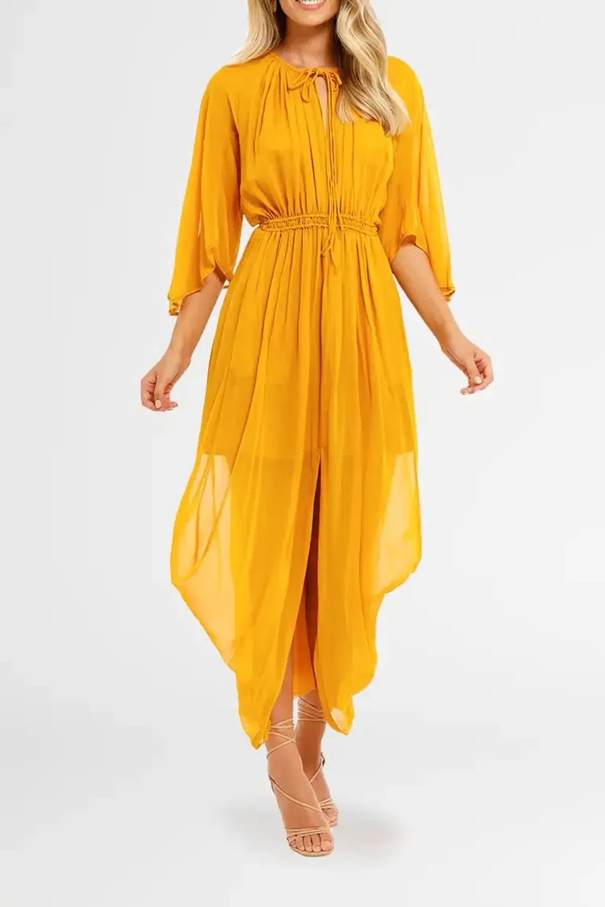 KITX Shell Drape Dress in Marigold Size 8 - Image 2