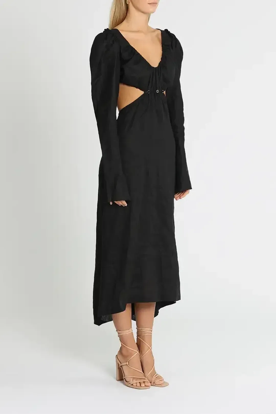 KITX Vital Signs Linen Corset Midi Dress Black Size 12 for rent on The Volte - main image