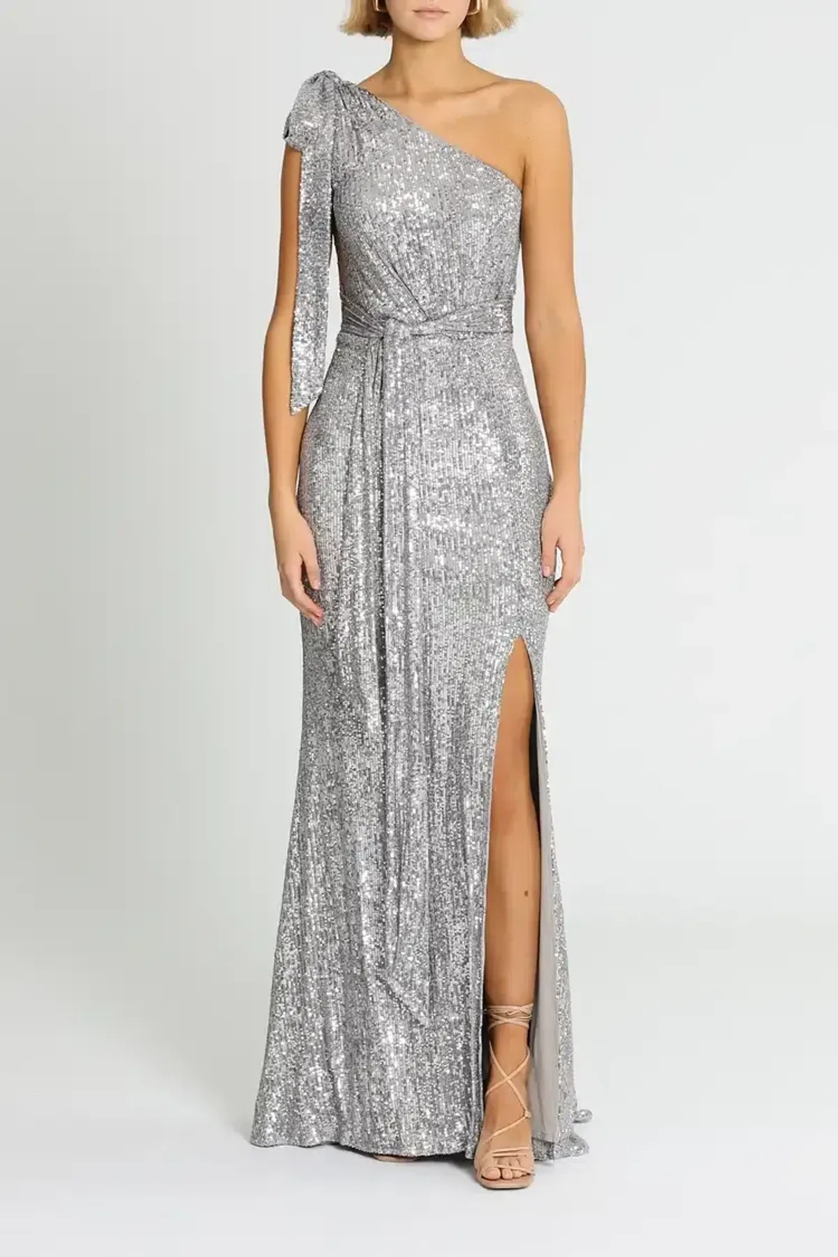 Love Honor Scala Sequin Gown in Pewter Size 14 - Image 1
