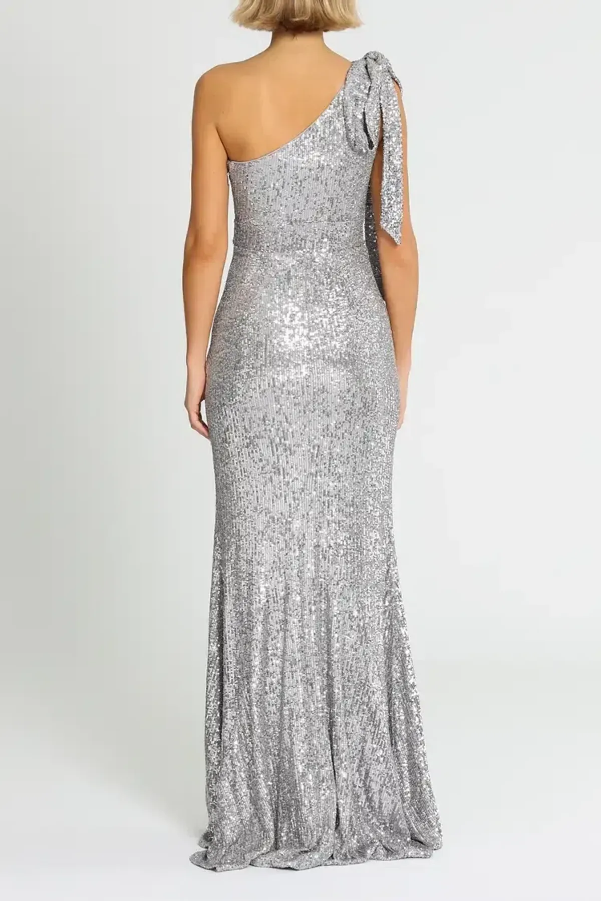 Love Honor Scala Sequin Gown in Pewter Size 6 - Image 3