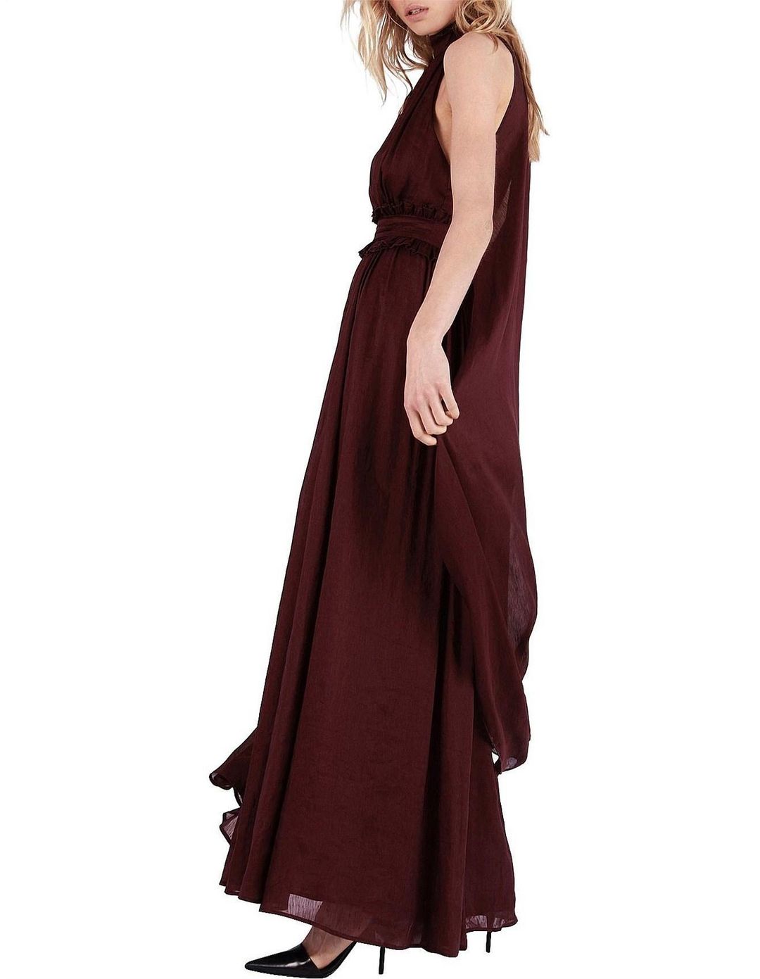 Aje Georgia Maxi Dress Burgundy Size 6 for rent on The Volte - main image