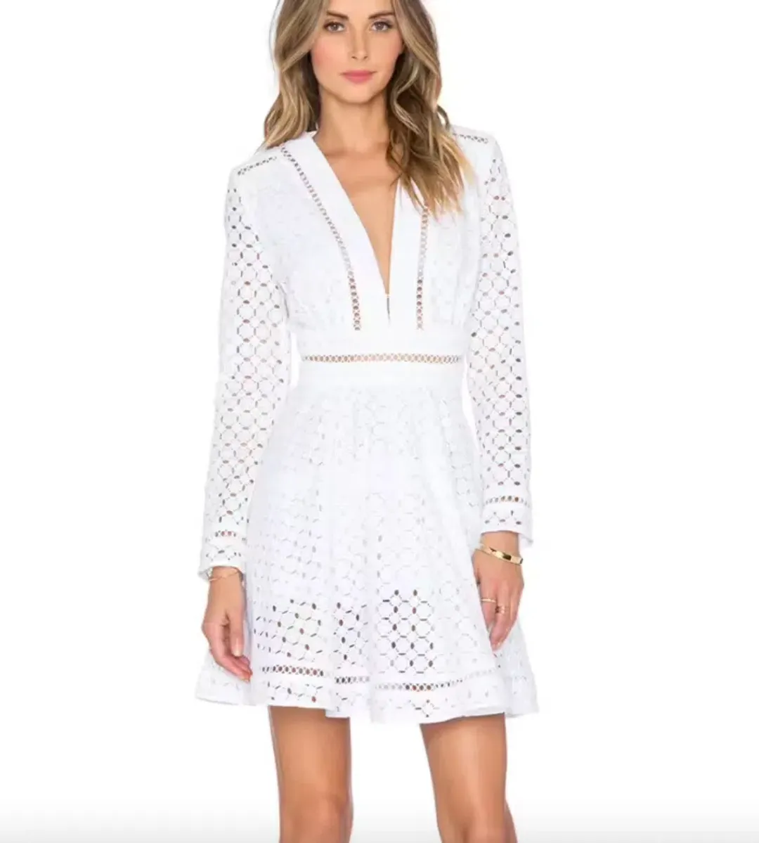 Zimmermann Ryker Broderie Dress in White Size 1 / AU 10 for rent on The Volte - main image