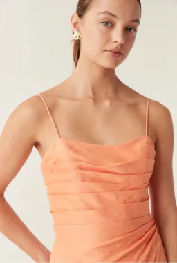 Aje Clarice Draped Maxi Dress Sunset Orange Size 8 for rent on The Volte - image 4