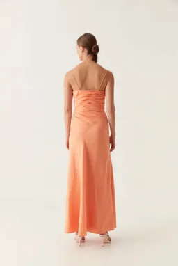 Aje Clarice Draped Maxi Dress Sunset Orange Size 8 for rent on The Volte - image 3