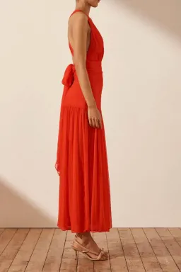 Shona Joy Leilani Plunged Tie Back Midi Dress Red Size 10 for rent on The Volte - image 2