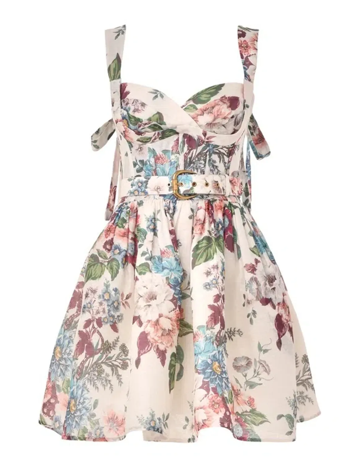 Zimmermann The Matchmaker Mini Dress In Ivory Barkcloth Print Size 0p/Au 6 - Image 2