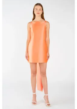 Oroton Drape Back Mini Dress in Bright Melon Size 8 for rent on The Volte - image 1