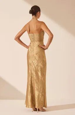 Shona Joy Royale Strapless Lace Up Maxi Dress Gold Size 10 for rent on The Volte - image 3