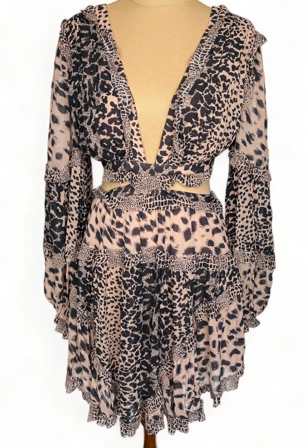 Zimmermann Allia Cut Out Mini Dress Print Size 0 / AU 8 for rent on The Volte - main image