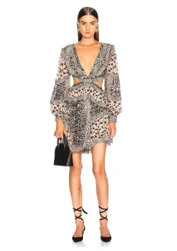 Zimmermann Allia Cut Out Mini Dress Print Size 0 / AU 8 for rent on The Volte - image 1