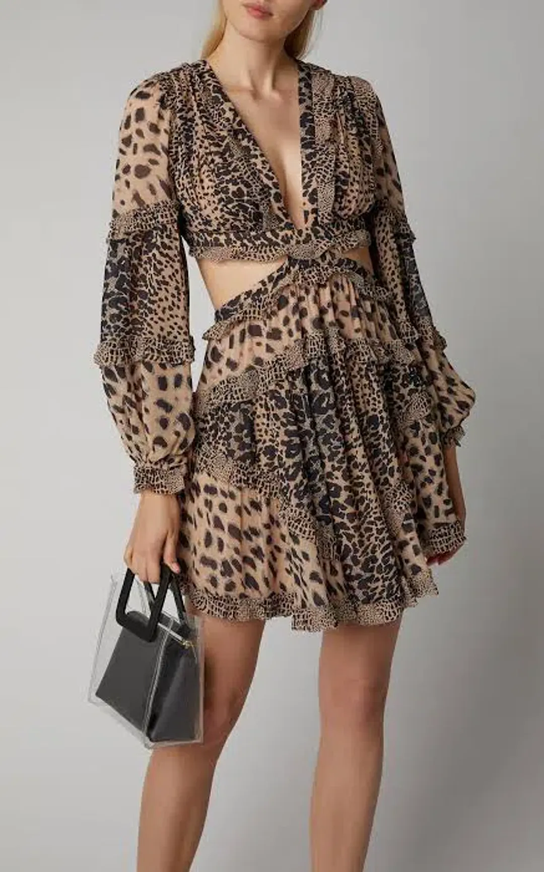 Zimmermann Allia Cut Out Mini Dress Print Size 0 / AU 8 for rent on The Volte - main image