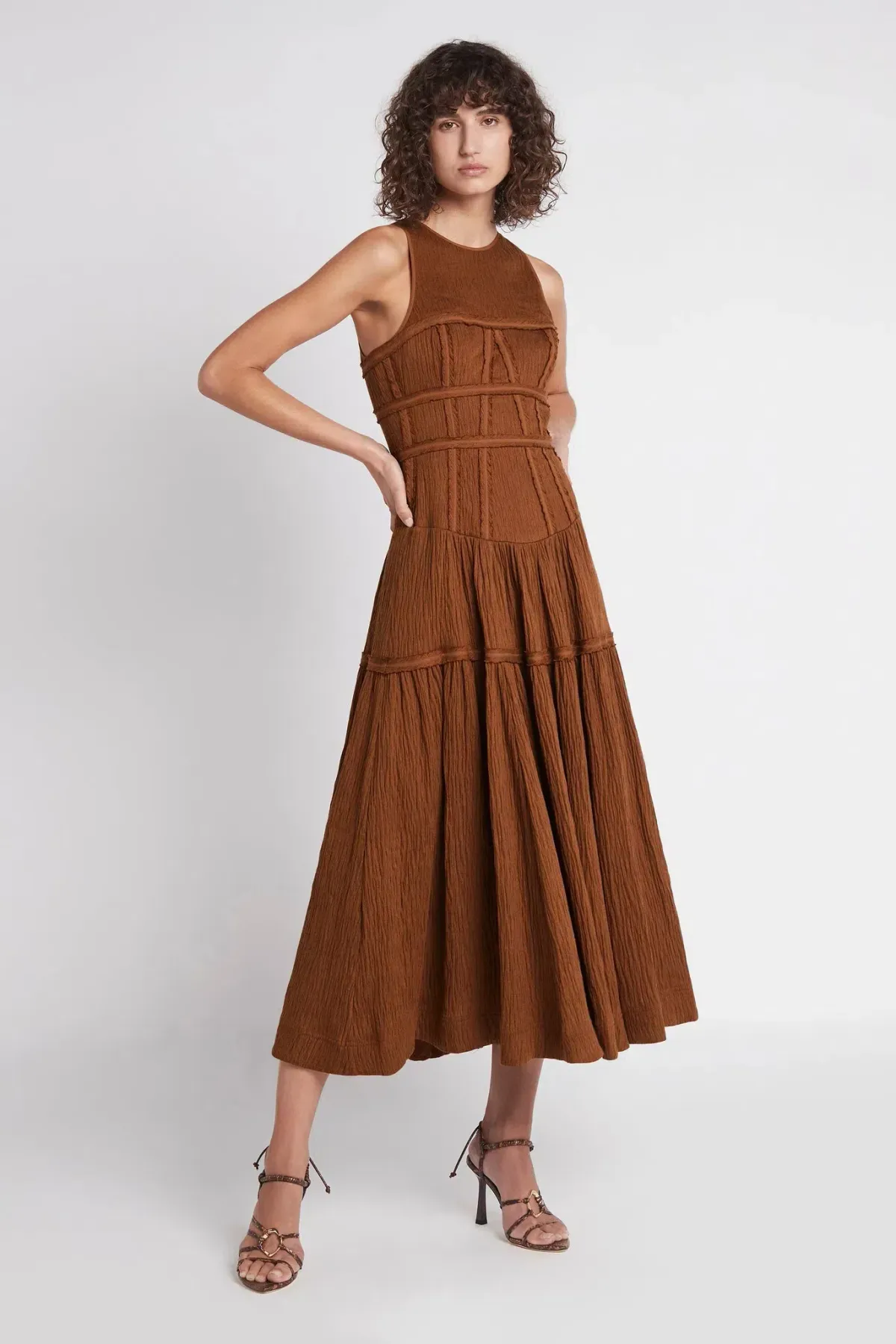 Aje Tidal Corset Midi Dress Coffee Size 10 - Image 1
