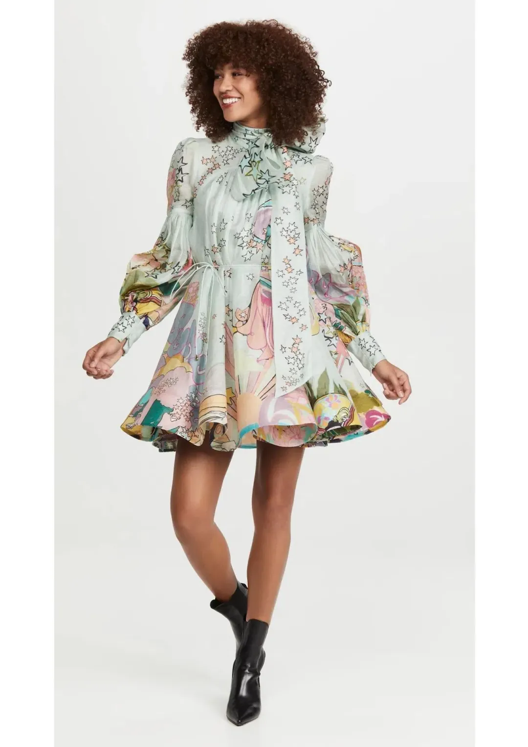 Zimmermann Concert Tie Neck Mini Dress Mint Collage Size 0 / AU 8 for rent on The Volte - main image
