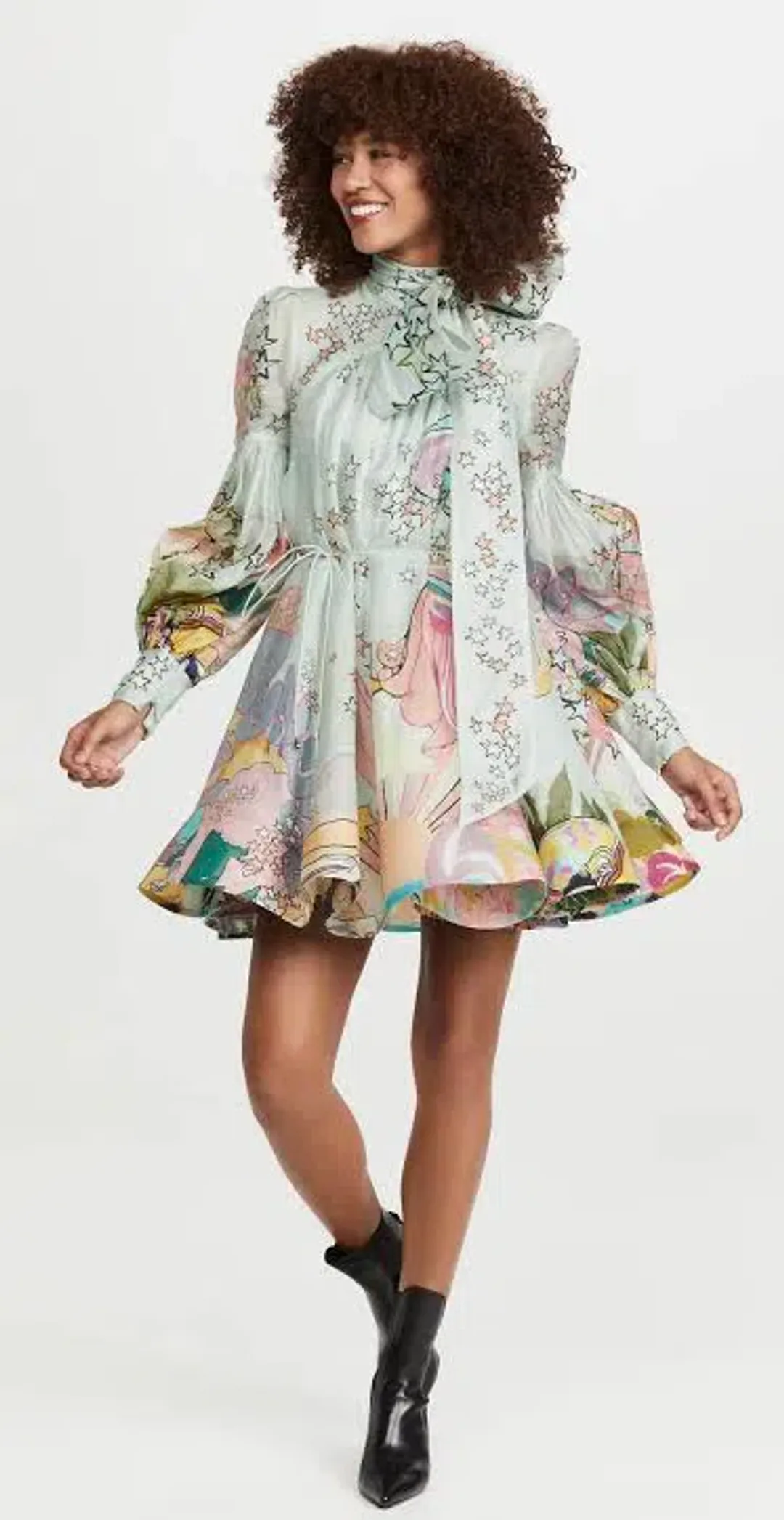 Zimmermann Concert Tie Neck Mini Dress Mint Collage Size 0 / AU 8 for rent on The Volte - main image