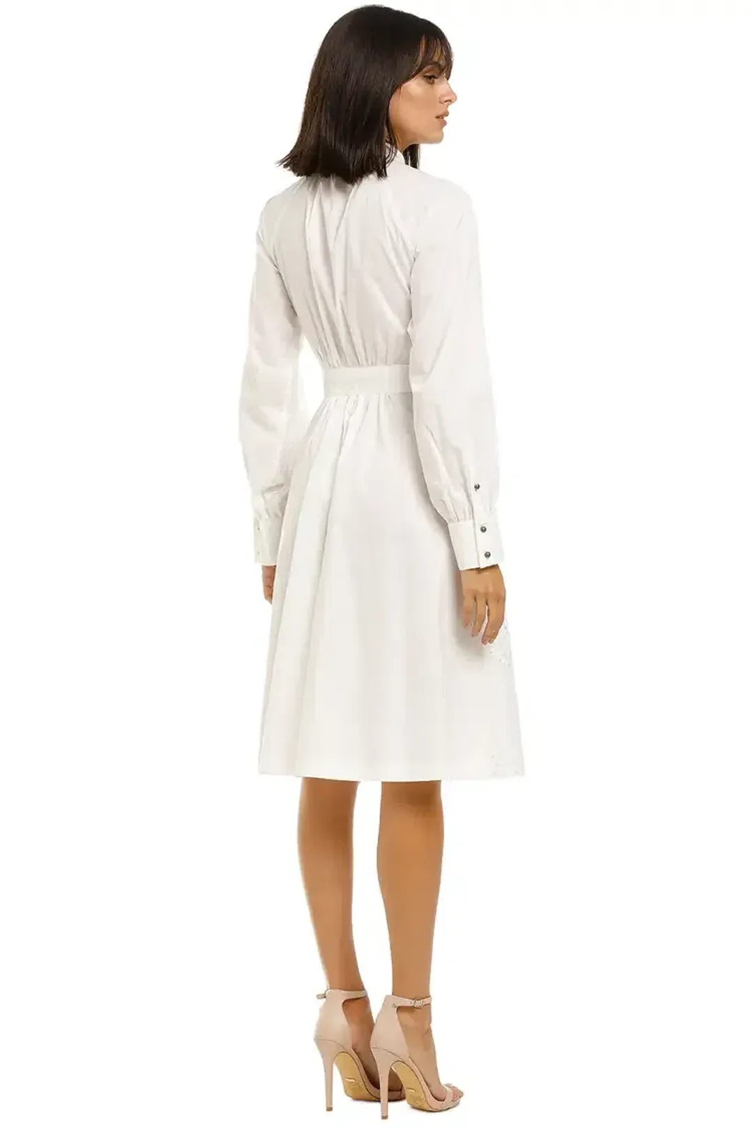 Leo Lin Serenity Lace Shirt Dress in White Size 8 for rent on The Volte - main image