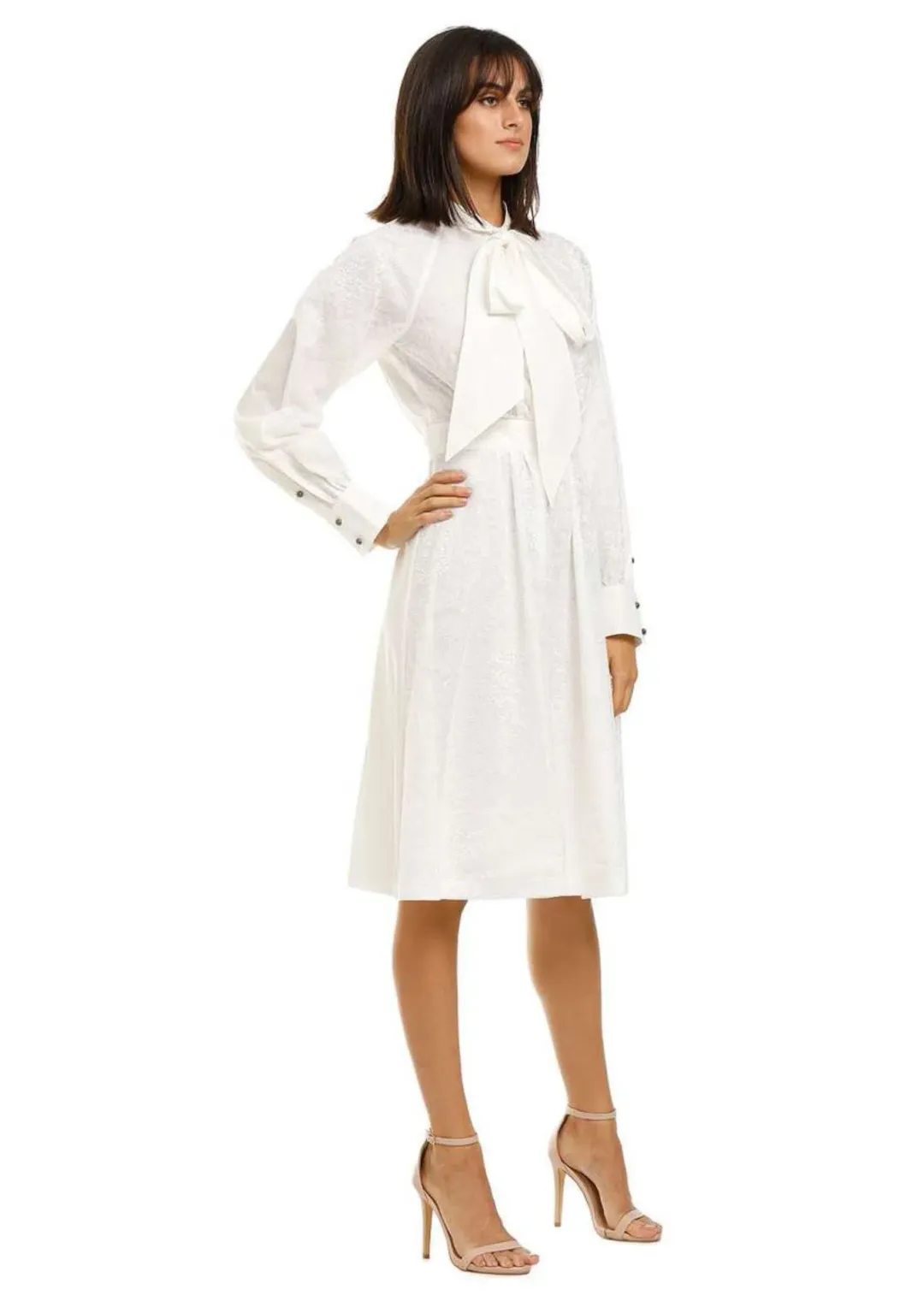 Leo Lin Serenity Lace Shirt Dress in White Size 8 for rent on The Volte - main image