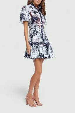 Leo Lin La Casa Linen Mini Dress Print Size 6 for rent on The Volte - image 3