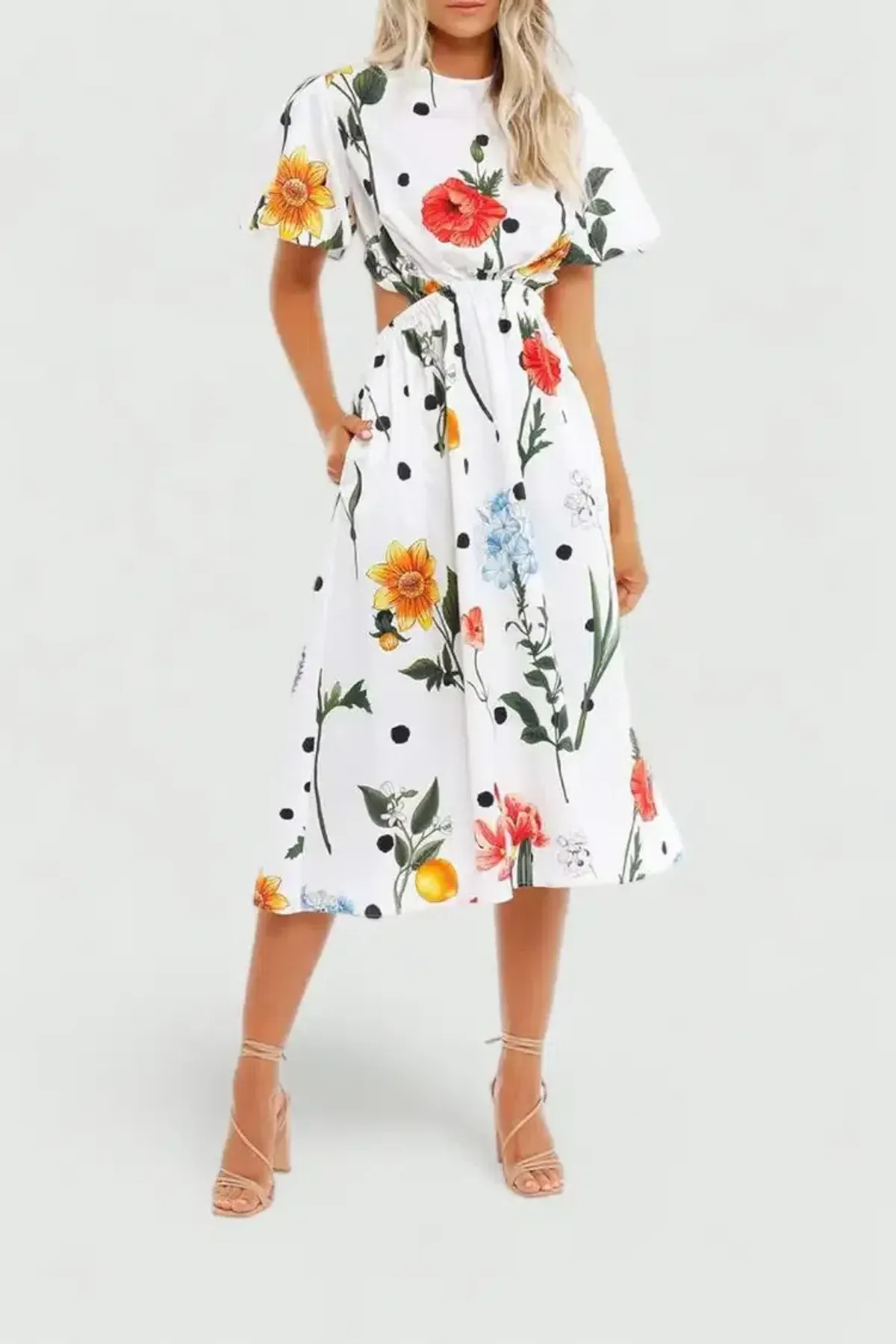 Leo Lin La Flor Midi Dress in Multi Floral Size 10 - Image 2