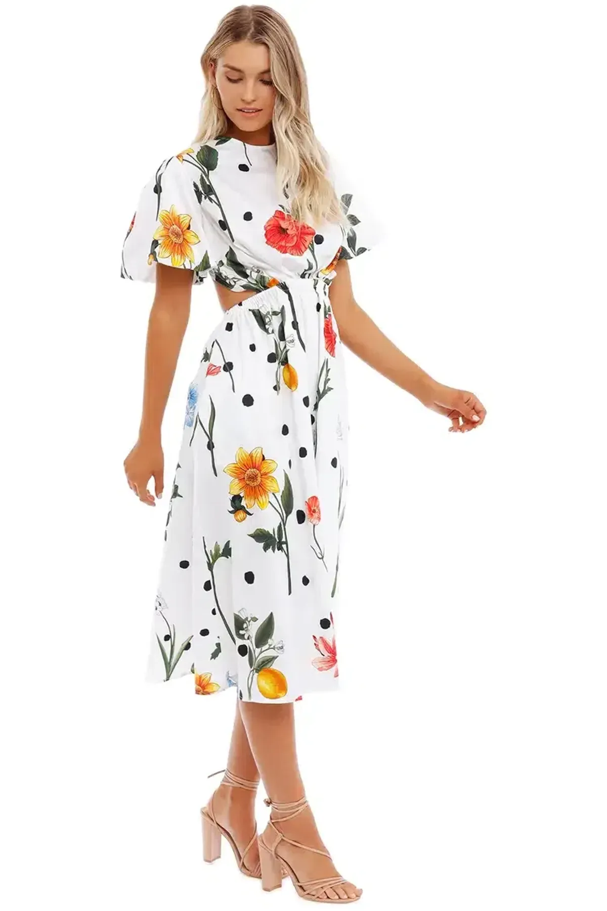 Leo Lin La Flor Midi Dress in Multi Floral Size 14 - Image 6