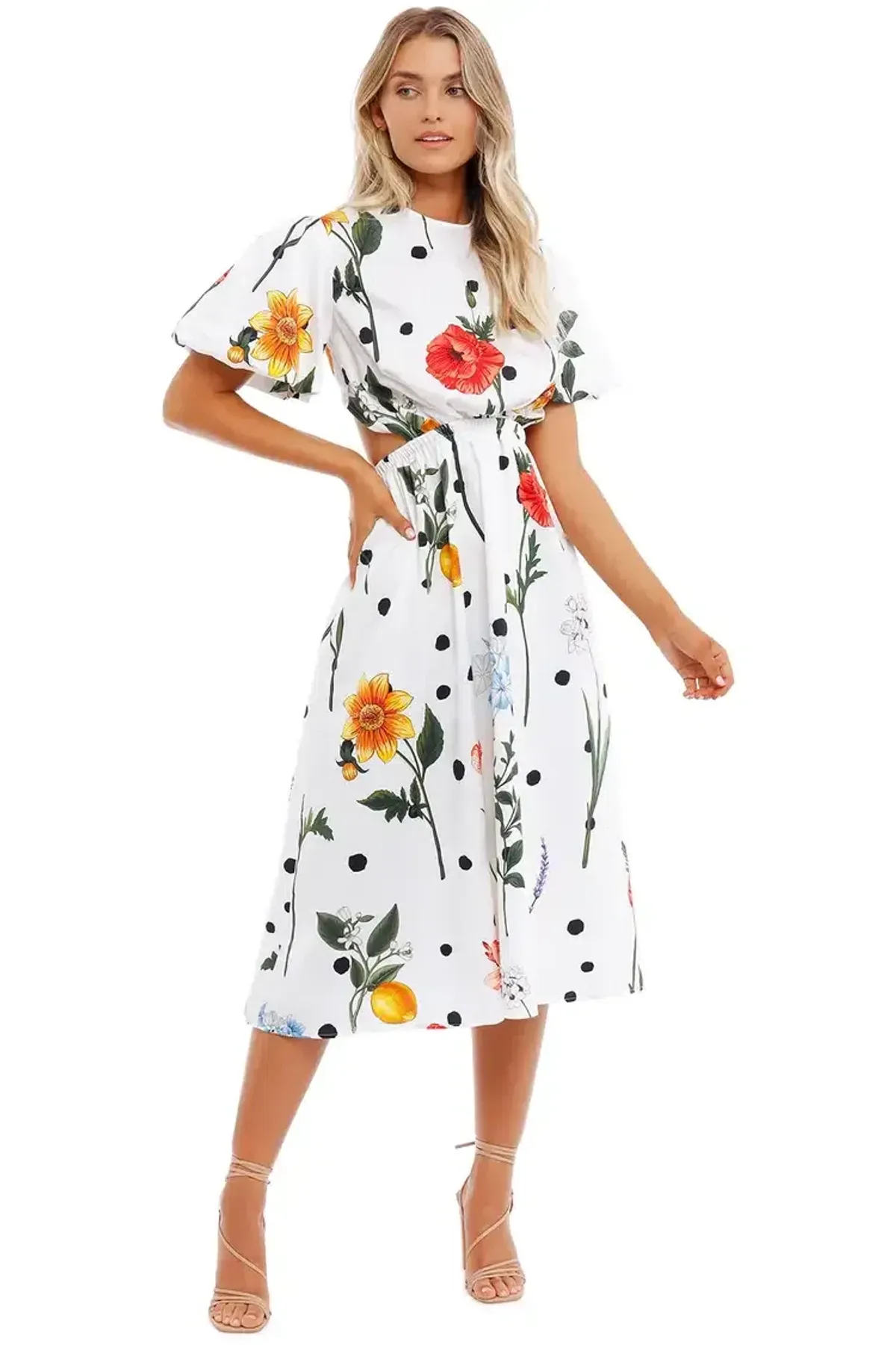 Leo Lin La Flor Midi Dress in Multi Floral Size 8 - Image 6