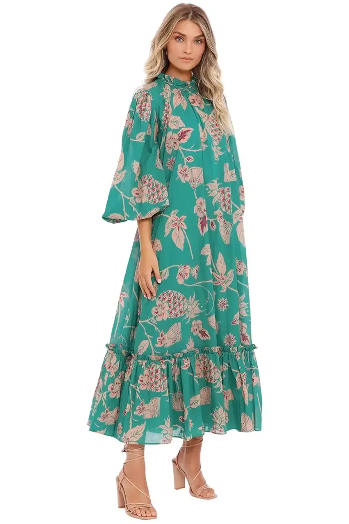 Leo Lin Pina Rosa Midi Dress in Green Size 10 - Image 2