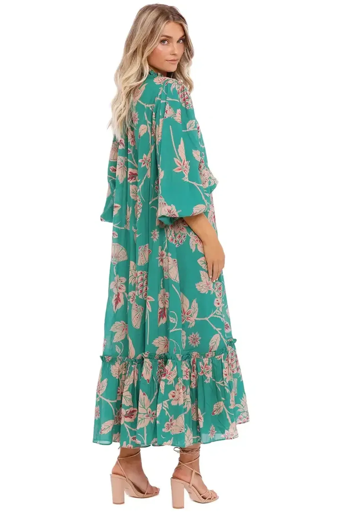 Leo Lin Pina Rosa Midi Dress in Green Size 10 - Image 3