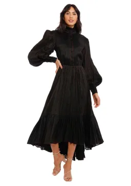 Leo LinMidnight Silk Linen Dress in Black Size 8 for rent on The Volte - image 1