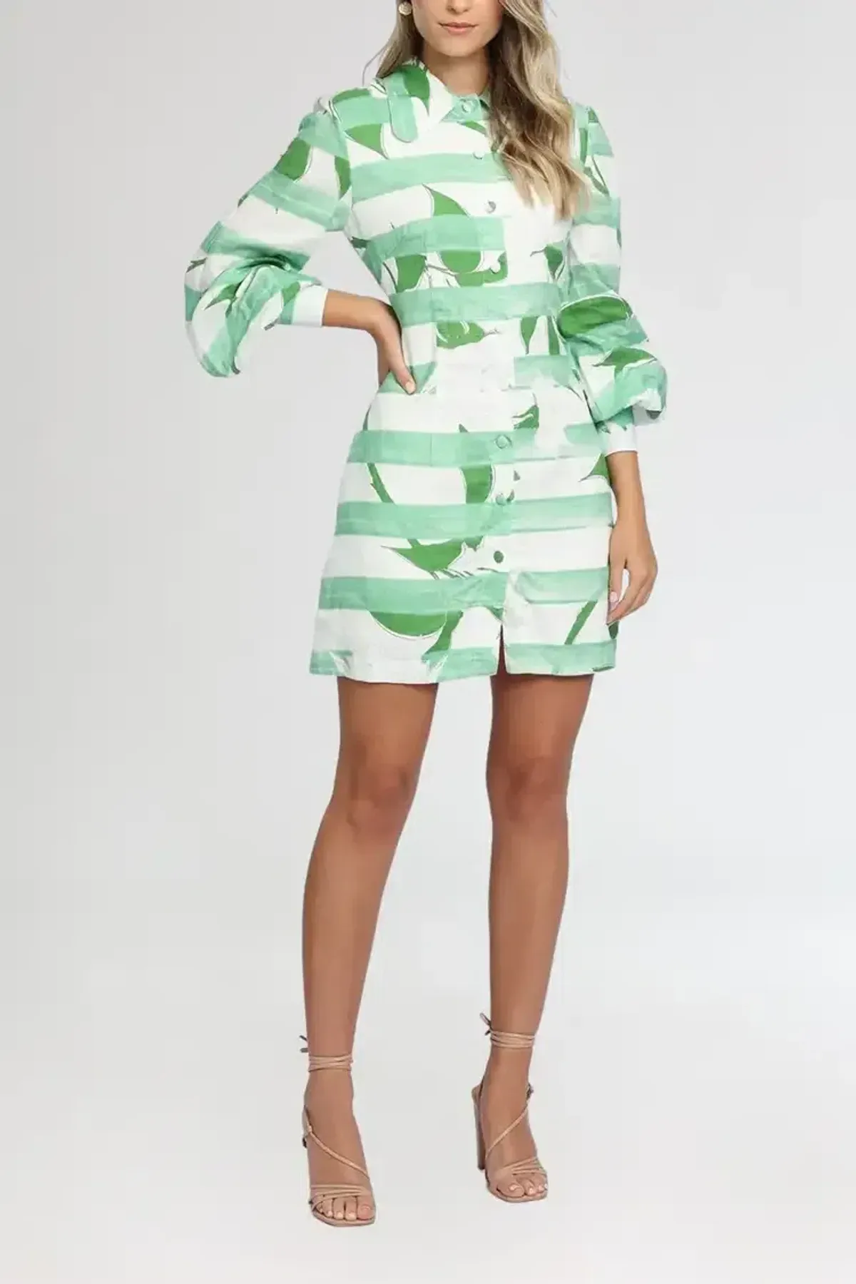 Leo Lin Rose Blanche Mini Dress Green Size 10 - Image 1