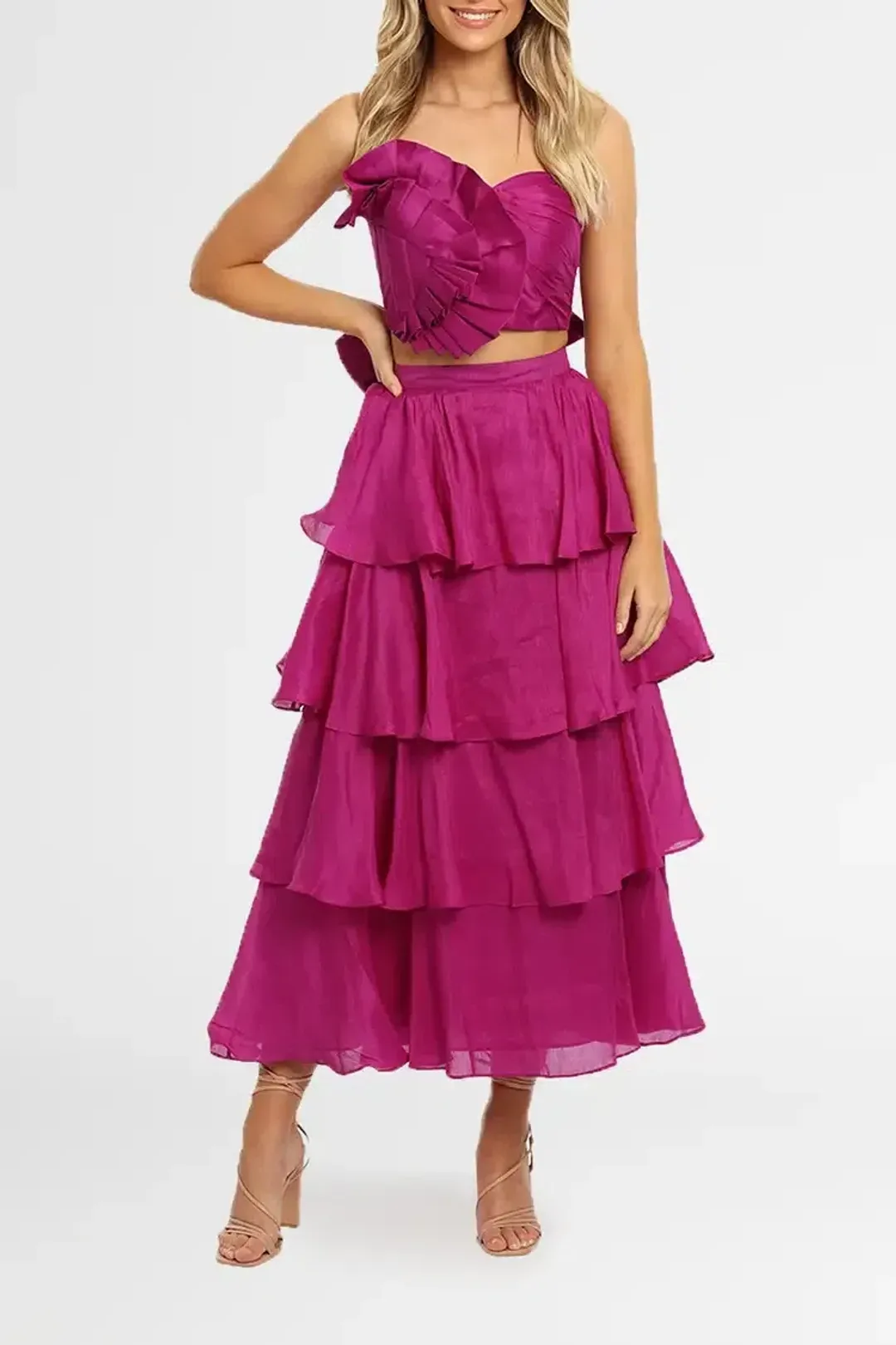 Leo Lin Violet Bustier and Skirt Set Size 14 for rent on The Volte - main image