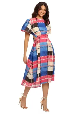 Leo Lin Freedom Madras Cut Out Midi Dress Multi Size 10 for rent on The Volte - image 2