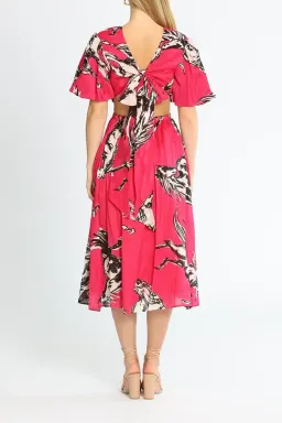 Leo Lin Wild Horses Cut Out Midi Dress in Pink Size 12 for rent on The Volte - image 3