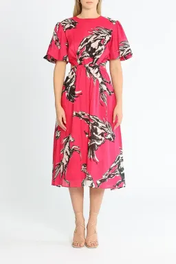 Leo Lin Wild Horses Cut Out Midi Dress in Pink Size 14 for rent on The Volte - image 1