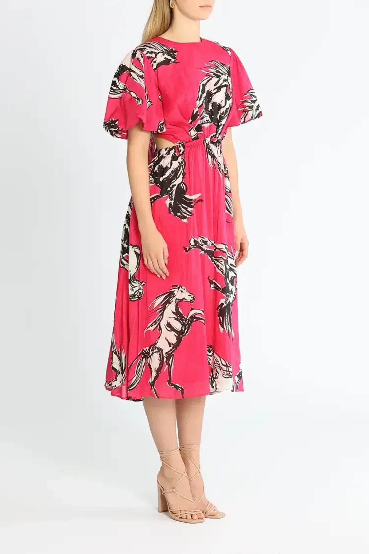 Leo Lin Wild Horses Cut Out Midi Dress in Pink Size 14 - Image 2