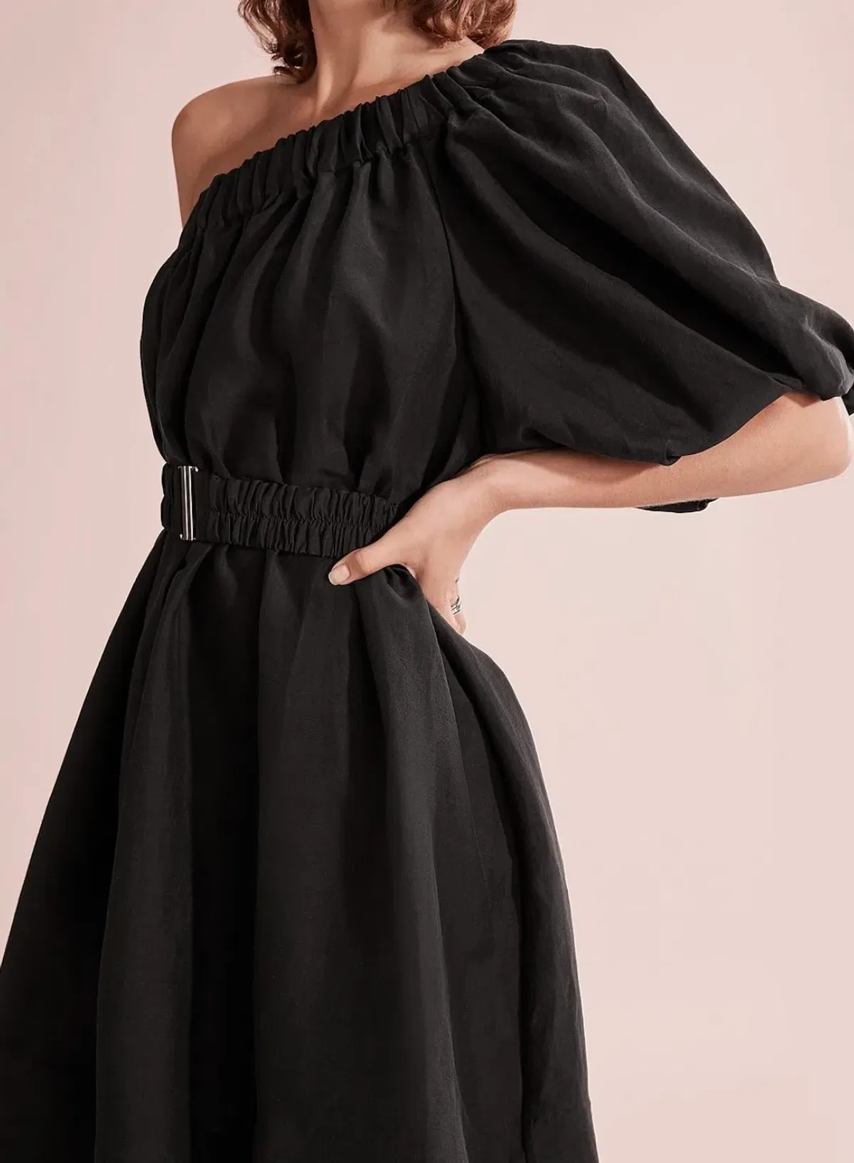 Country Road One Shoulder Mini Dress Black Size 6 - Image 2