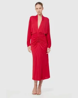 Manning Cartell Haute Pursuit Long Sleeve Midi Dress Red Size 14 for rent on The Volte - image 1