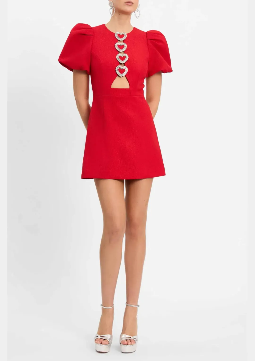 Rebecca Valence Chiara Puff Sleeve Mini Dress Red Size AU 8 for rent on The Volte - main image