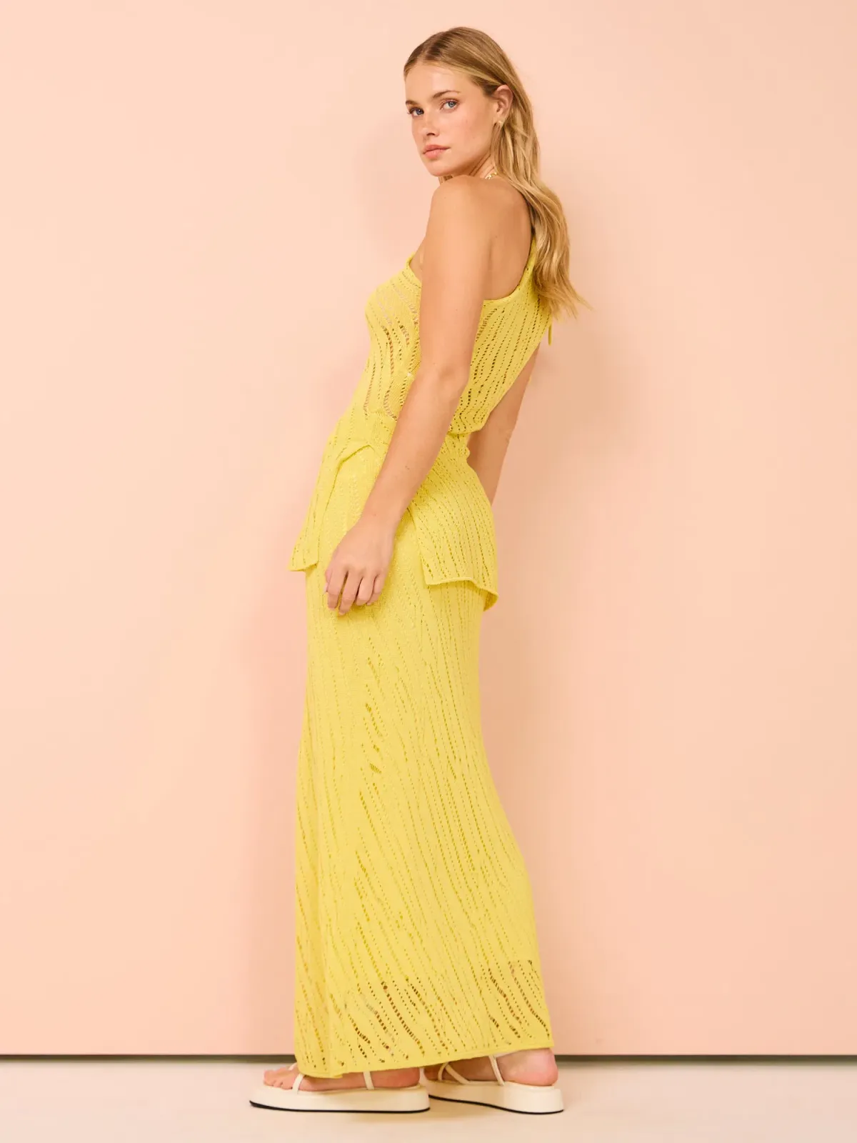 Camilla and Marc Clover Knit Skirt and Top Set In Acid Yellow Size XS / AU 6 - Image 2