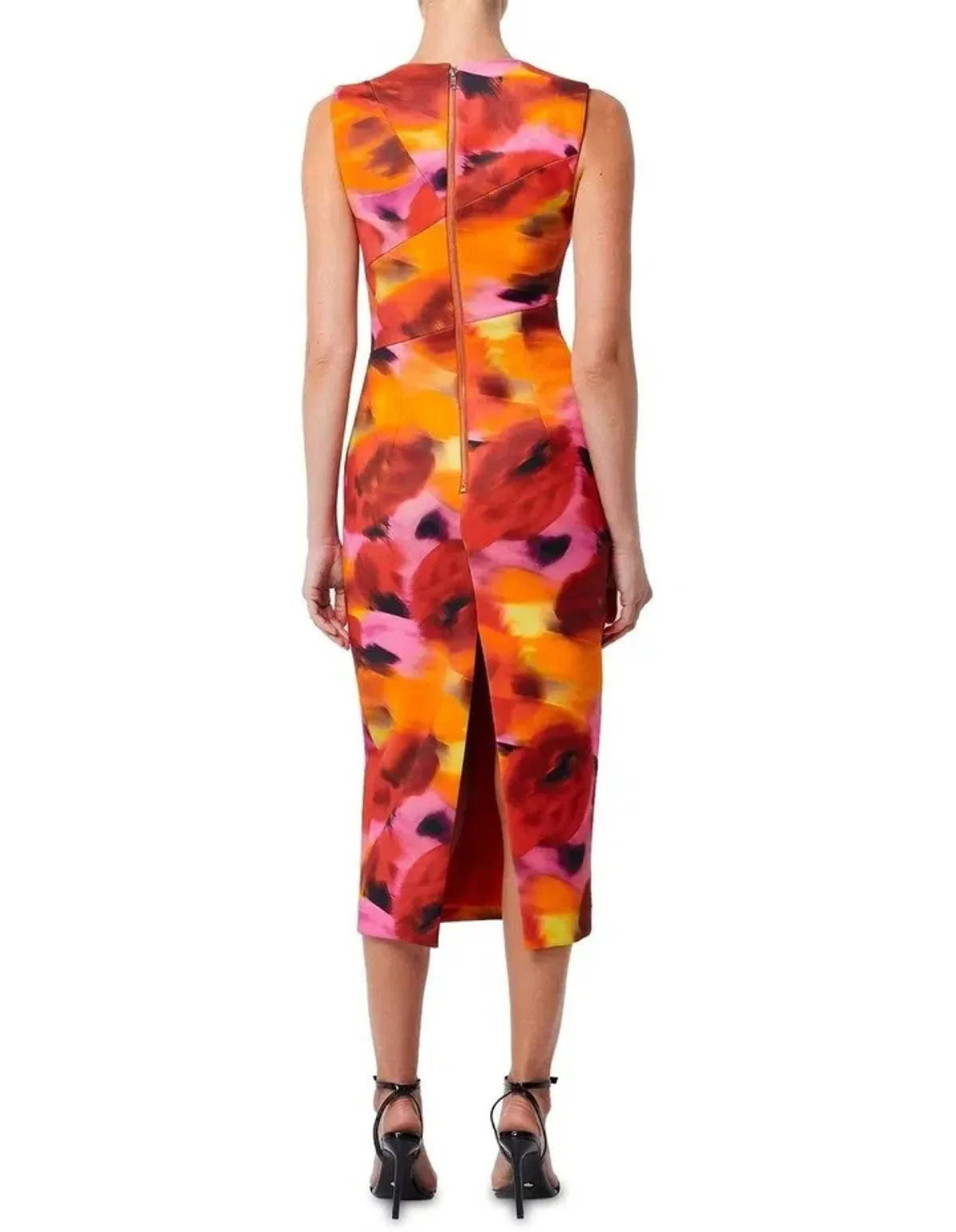 Mossman Allure Midi Dress Orange Print Size AU 8 - Image 3