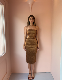 Bec & Bridge Bronze Baby Midi Dress Brown Size 8 for rent on The Volte - image 3
