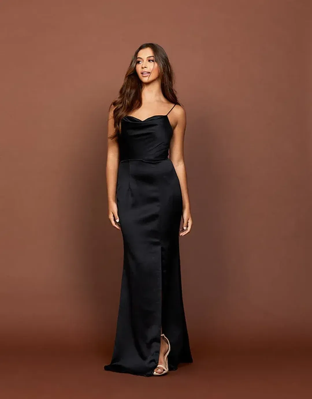 Bariano Lana Draped Cowl Gown Black Size AU 14 for rent on The Volte - main image