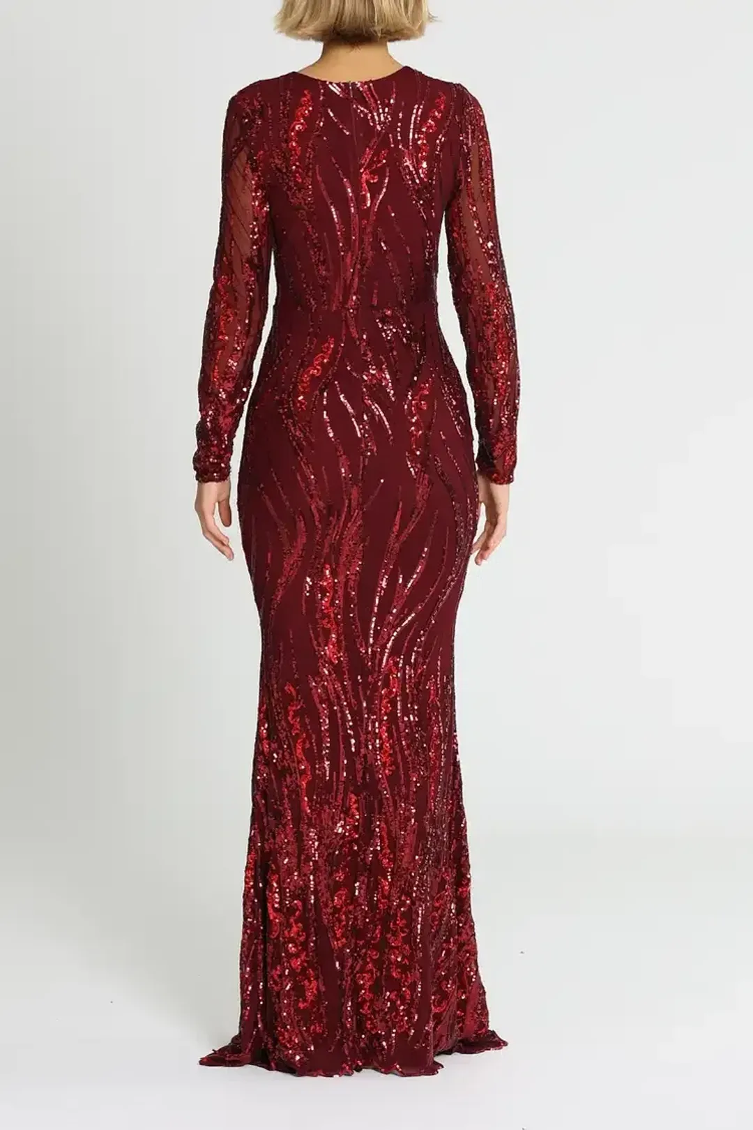 L'amour Deep V Plunge Dress in Wine Size AU 8 for rent on The Volte - main image