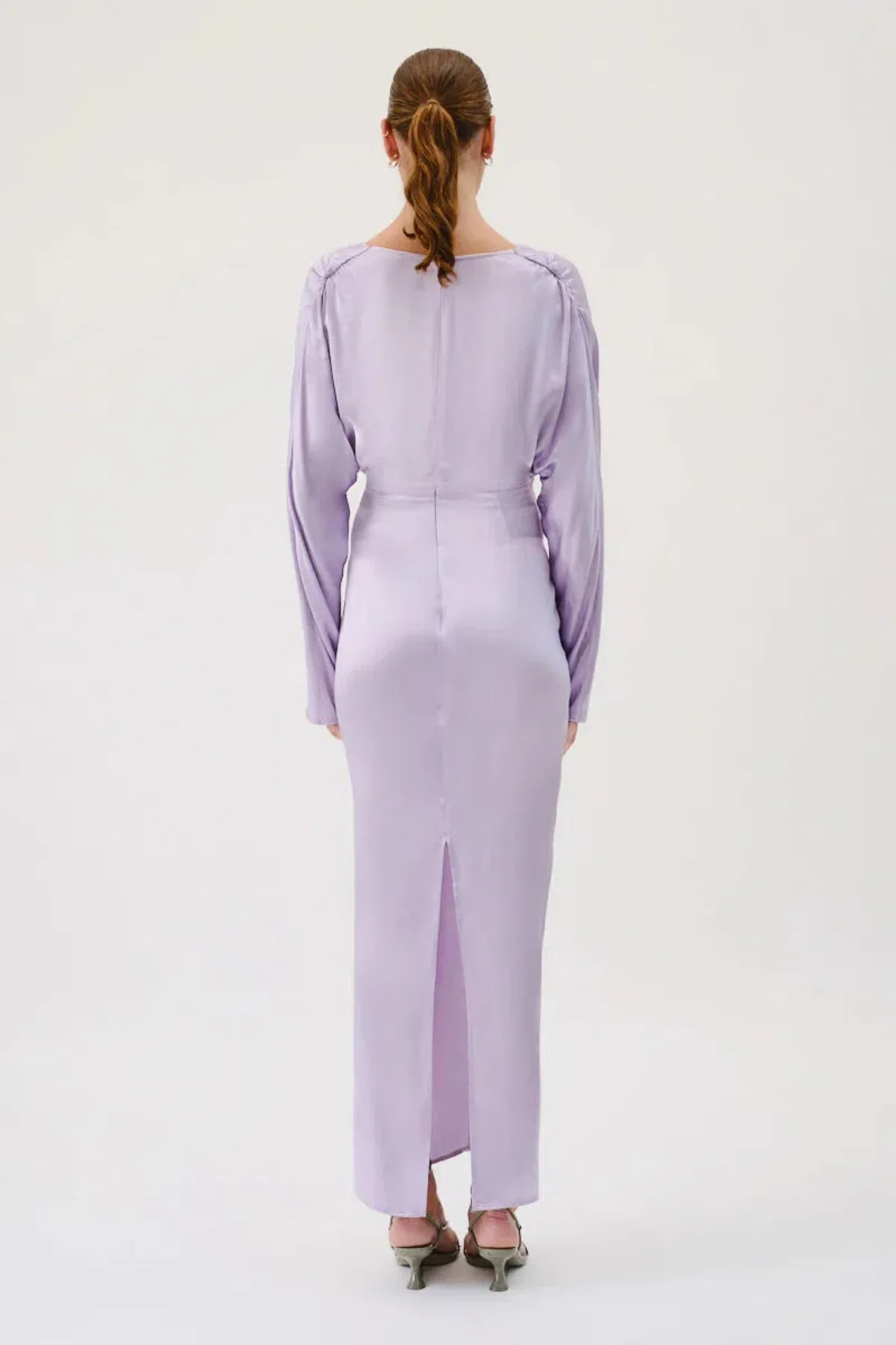 Suboo Millenia Long Sleeve Twist Front Maxi Dress Lilac Size 6 - Image 3
