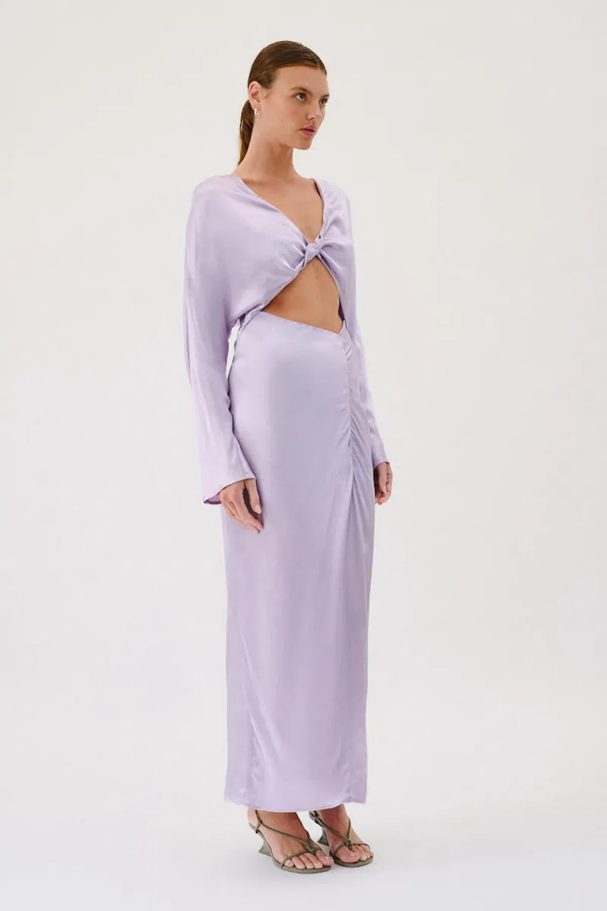 Suboo Millenia Long Sleeve Twist Front Maxi Dress Lilac Size 6 - Image 2