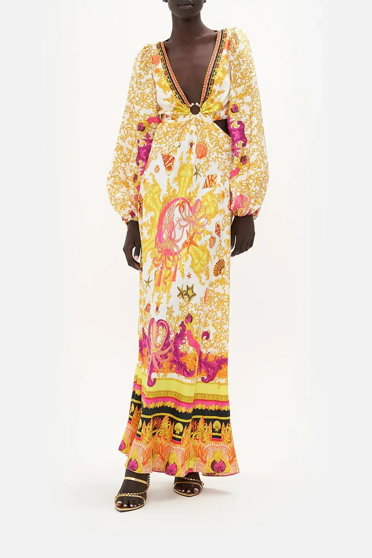 Camilla Squid Squad - U-Ring Cut Out Dress Yellow Multi Size S / AU 10 for rent on The Volte - main image