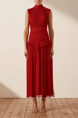 Shona Joy High Neck Dress in Scarlett Size 8 for rent on The Volte - image 1