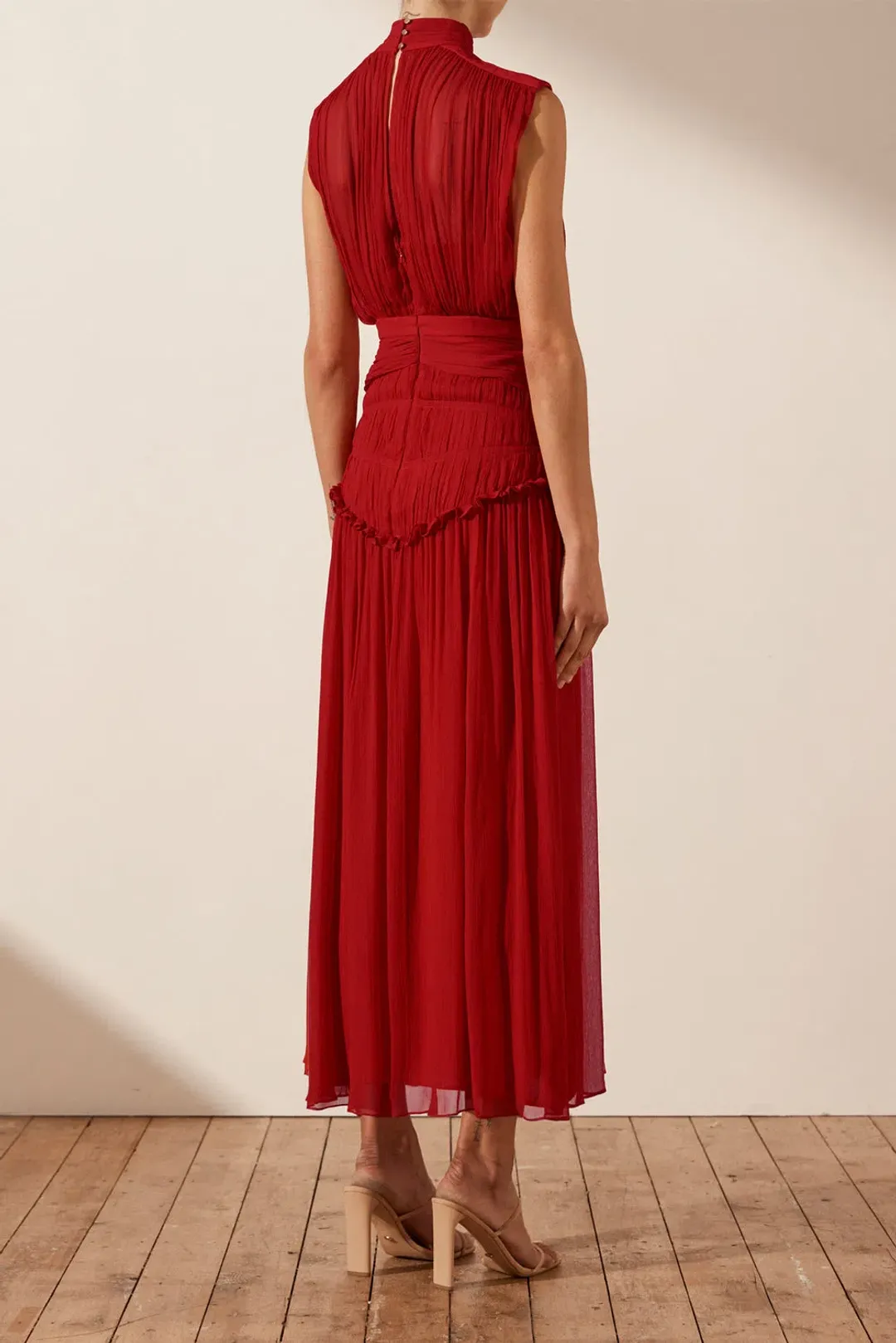 Shona Joy High Neck Dress in Scarlett Size 8 for rent on The Volte - main image