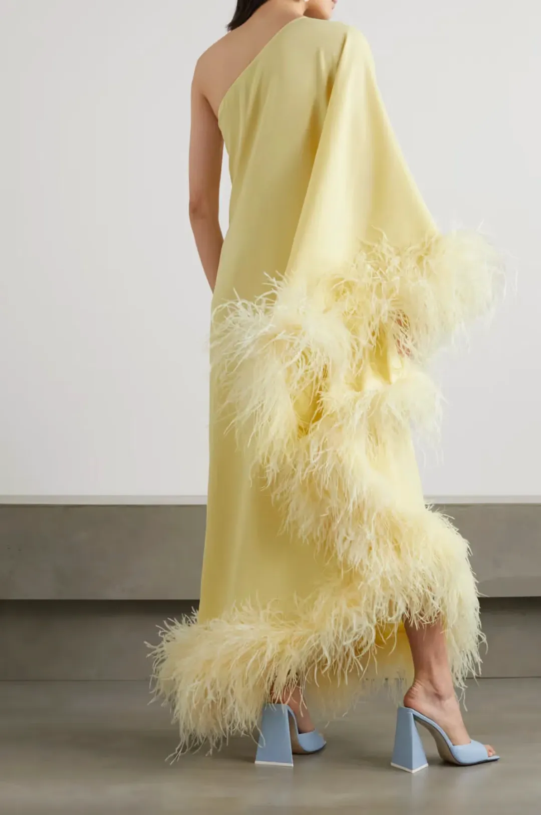Taller Marmo Ubud One Shoulder Feather Dress Yellow Size 10 for rent on The Volte - main image