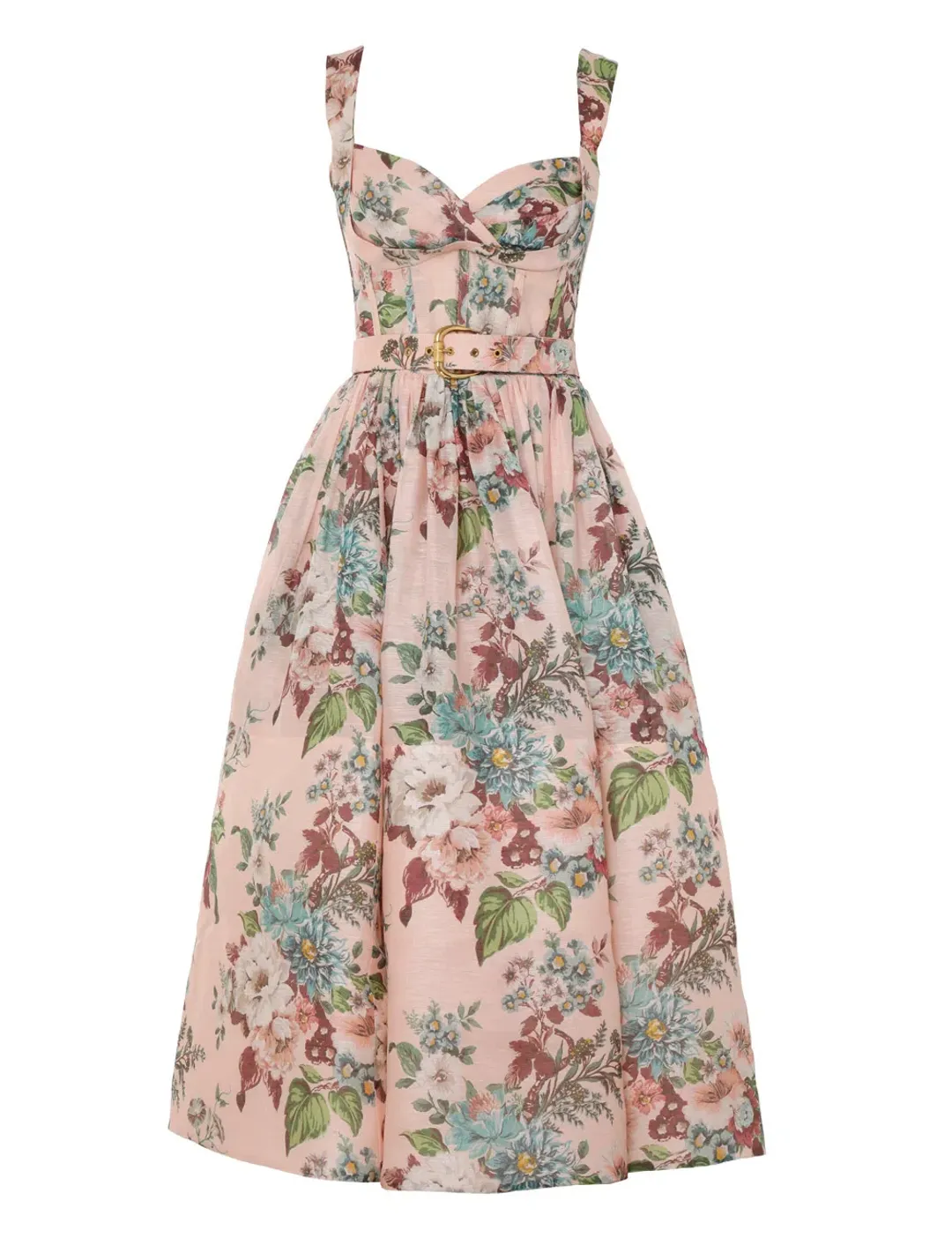 Zimmermann Matchmaker Midi Dress in Pink Barkcloth Print Size 0 /Au 8 for rent on The Volte - main image